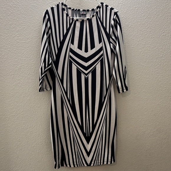 Dots Dresses & Skirts - Black and White Striped Long Sleeve Dress